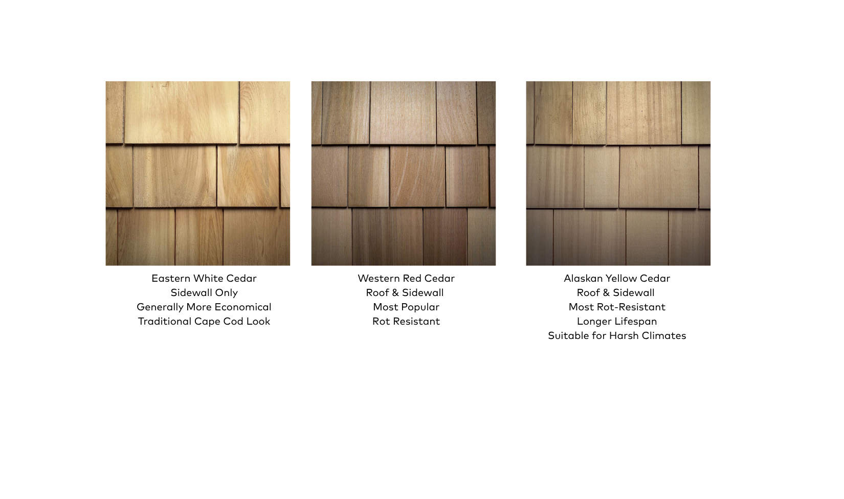 Eastern White Cedar Sidewall Only Generally More Economical Traditional Cape Cod Look